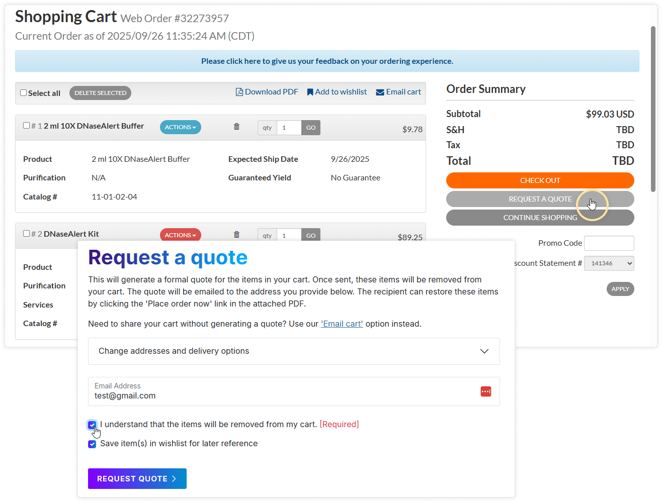 How to request a quote